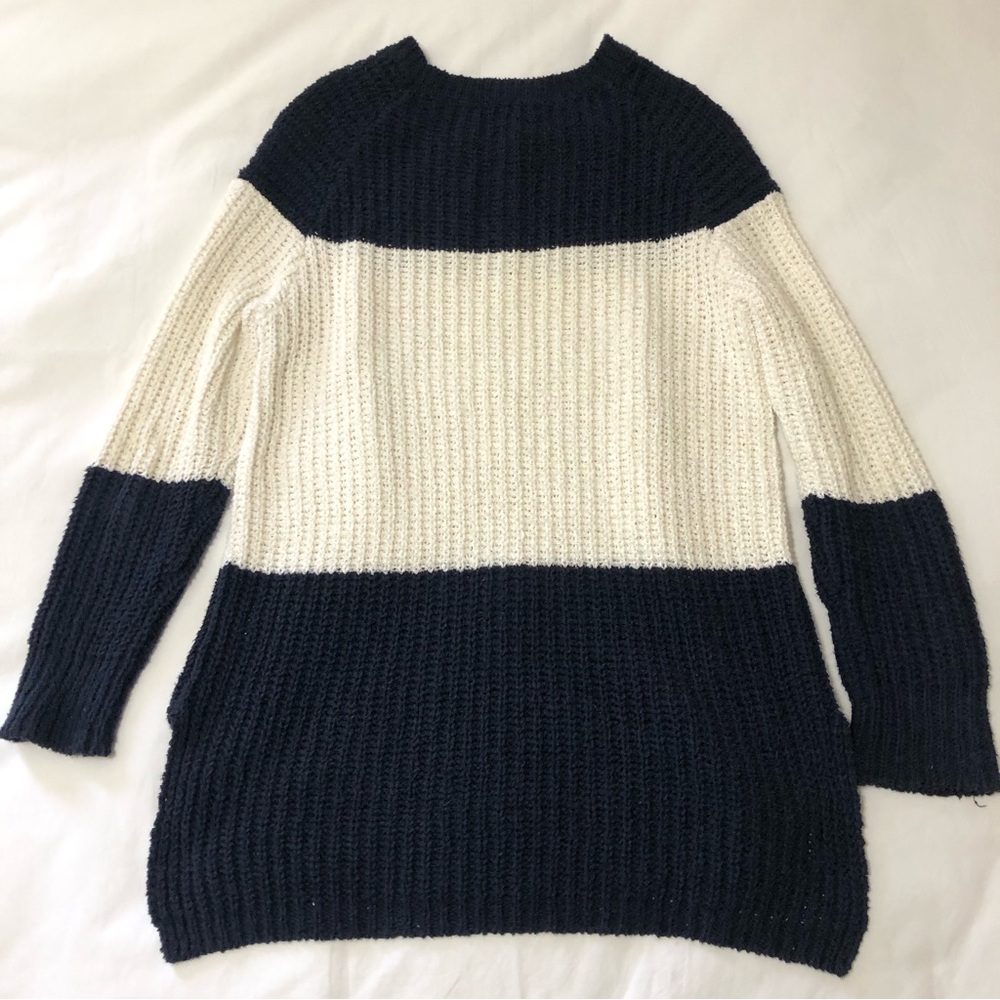 J. Crew Navy and Cream Knit Sweater
